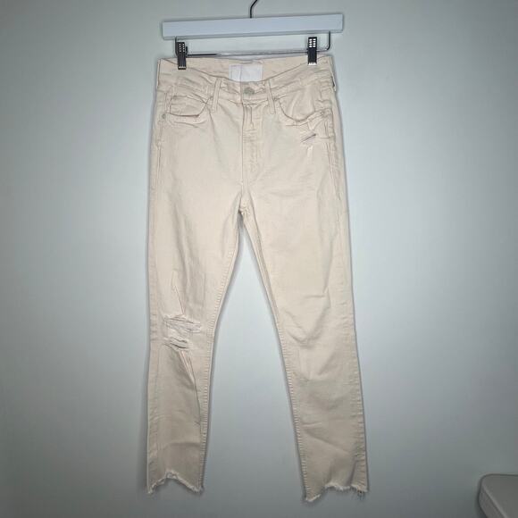 MOTHER The Flirt Chew Unnatural Acts Cream Straight Jeans Size 26 - Picture 3 of 9